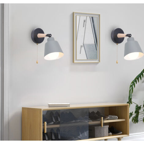 Modern Wall Light E27 Minimalist Retro Wall Sconce Nordic Indoor Wall Lamp Grey For Bedroom Office Corridor Hallway