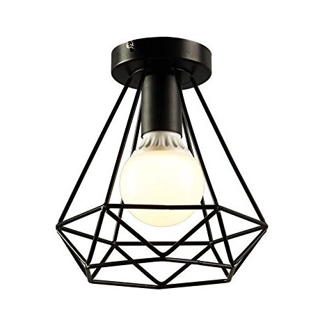 Retro Diamond Ceiling Light Black Metal 20CM Chandelier Industrial E27 Ceiling Lamp Vintage Antique Ceiling Light (1/5)