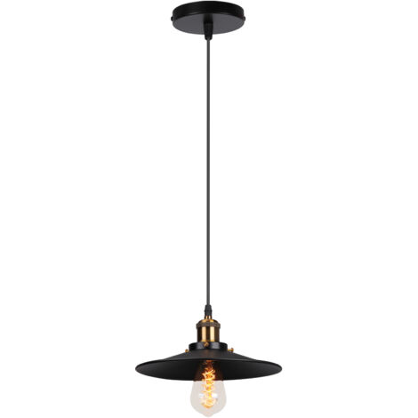 Industrial Retro Pendant Light Iron Ceiling Light For Dining Room Hallway Bedroom Stairs Black 22Cm (1/5)