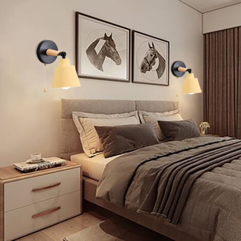 Modern Wall Light E27 Minimalist Retro Wall Sconce Nordic Indoor Wall Lamp Yellow For Bedroom Office Corridor Hallway