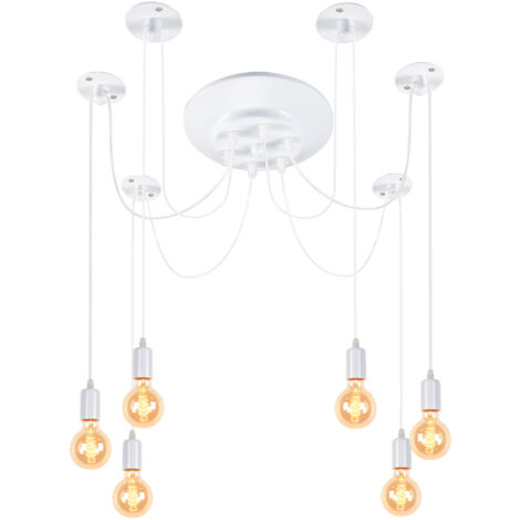 Industrial Pendant Lights White Classic Edison Ceiling Light 6 Heads Vintage Ceiling Lights E27 Retro Antique Chandelier (1/5)