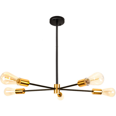 Modern Black Ceiling Light Retro Ceiling Lamp Indoor Metal Ceiling Light Simple 5-Lights Chandelier for Hallway, Bedroom,E27 (1/5)