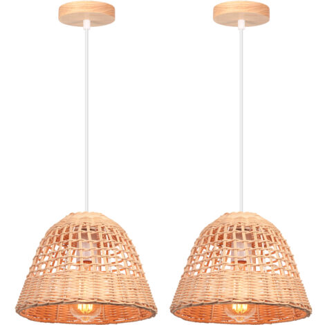 (2PCS) Retro Pendant Light Bamboo Ceiling Light, Indoor Modern Pendant Light, for Living Room, Bedroom, Kitchen E27 (1/5)