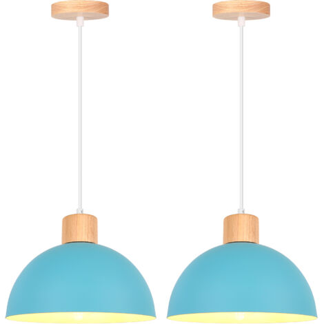 2PCS Vintage Metal Ceiling Light Blue Modern Indoor Pendant Light Simple Pendant Lights E27 For Bedroom Bar Kitchen (1/5)