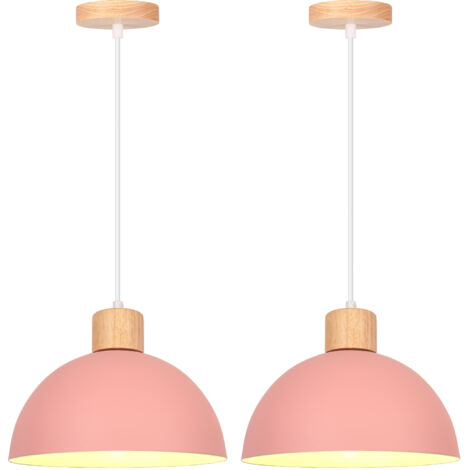 2PCS Vintage Metal Ceiling Light Pink Modern Indoor Pendant Light Simple Pendant Lights E27 For Bedroom Bar Kitchen (1/5)