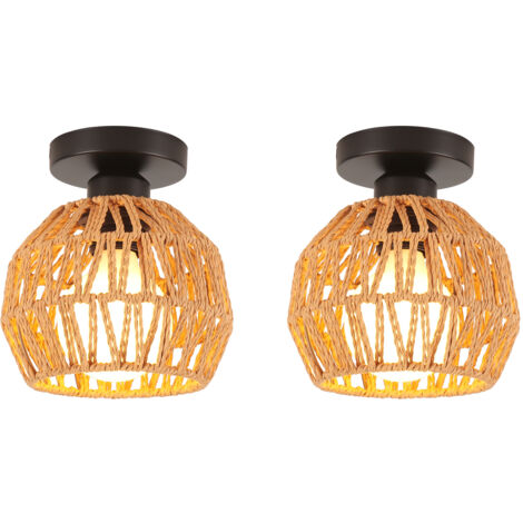 2PCS Hemp Rope Braided Ceiling Light Retro Ceiling Light Modern Indoor ...