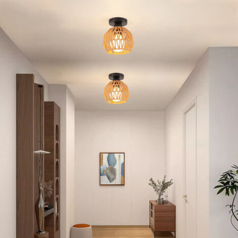 2PCS Hemp Rope Braided Ceiling Light Retro Ceiling Light Modern Indoor ...