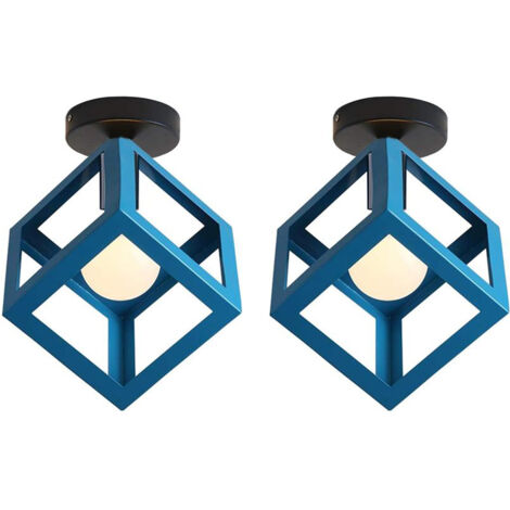 2X Creative Cube Chandelier Vintage Ceiling Lights Antique Iron Metal Ceiling Light For Blue Bar Office (1/5)