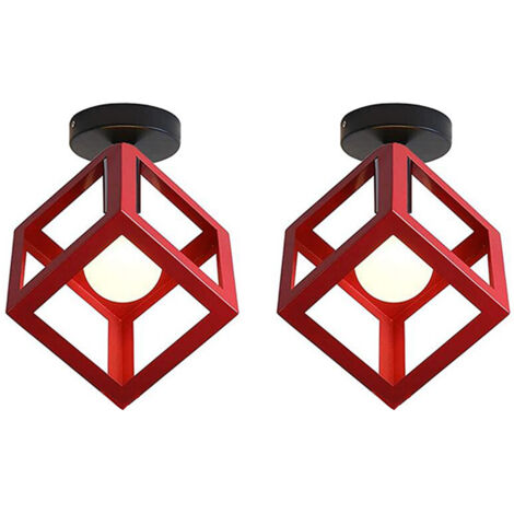 2X Creative Cube Chandelier Vintage Ceiling Lights Antique Iron Metal Ceiling Light For Red Bar Office (1/5)