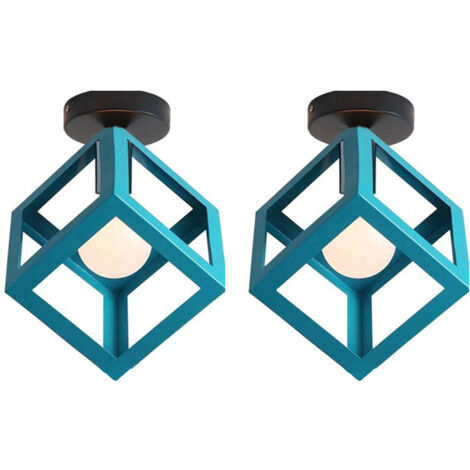 2X Creative Cube Chandelier Vintage Ceiling Lights Antique Iron Metal Ceiling Light For Blue Office Bar (1/5)