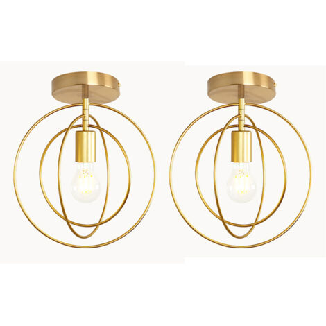 2PCS Simple Indoor Ceiling Light Creative Round Chandelier Modern Ceiling Lamp Rotatable Lampshade Gold (1/5)