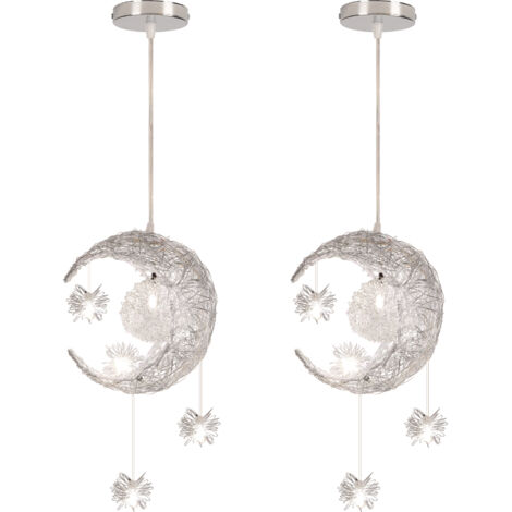 (2X) Modern Pendant Light Creative 25CM Moon Ceiling Light Vintage Retro Pendant Lights For Hallway Bedroom Living Room Cold White (1/5)