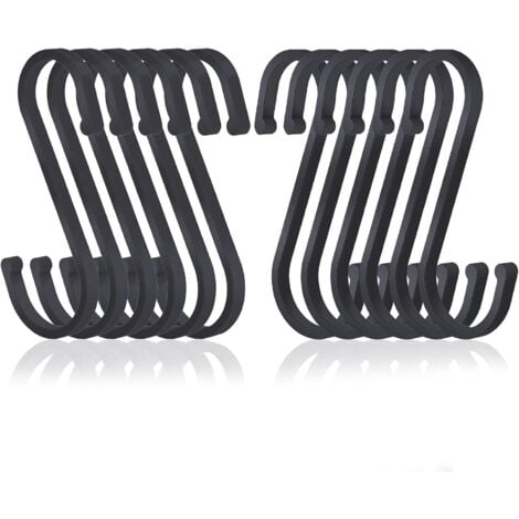 NORCKS S Hooks, 12 Pack Aluminum S Shaped Hooks, Matte Finish S Hooks for  Hanging Pots and Pans, Plants, Coffee Cups, Clothes, Towels in Kitchen,  Bedroom, Bathroom, Office and Garden£¨Matte Black£©