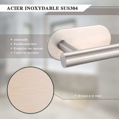 Norcks Wall Mounted Towel Bar, Stainless Steel Self-Adhesive Wall Towel Bar, Durable And Stable 3M Paste, Stainless Steel Bathroom Towel Bar 40CM Silver