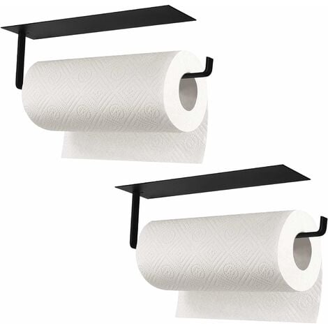 Under Cabinet Paper Towel Holder Wall Mounted Paper Towel Rack-Self  Adhesive Or Drilling For Kitchen(Black) 