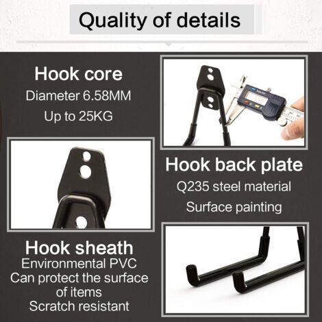 NORCKS Steel Garage Storage Utility Hooks,Heavy Duty Wall Mount Durable  Tool Holder,Tool Rack Black
