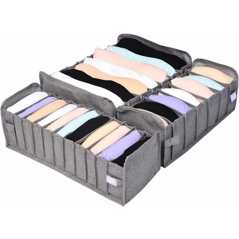 NORCKS Storage Boxes for Drawer, Set of 3 Underwear Drawers Wardrobe  Organiser, Foldable Drawers Organiser System Fabric Box Storage Box for  Socks Ties Bras Scarves Folding Box