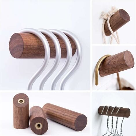 NORCKS Wooden Wall Hooks Set with 4 Wall Hooks Clothes Hooks Wooden Coat  Hooks Wooden Towel