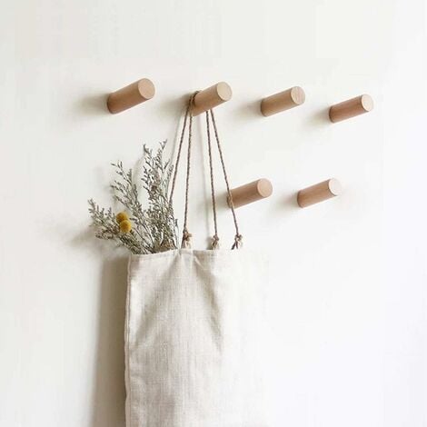 NORCKS Wall Hook Rack, Wooden Clothes Hooks Wall Mounting