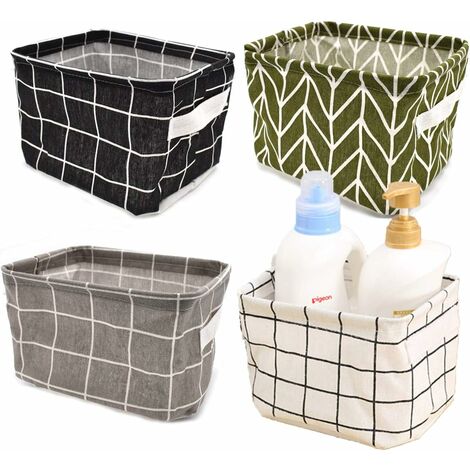 SET Of 2 Foldable Canvas Storage Boxes Folding Fabric Clothes Basket with  Lid UK