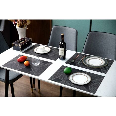 6 Pcs Plastic Placemats Heat Resistant Washable Table Mats for Dining Kitchen