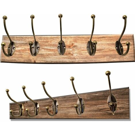 NORCKS Antique Coat Hooks, cast Iron Brass Bronze Design Vintage Country  Retro House, Set of 5