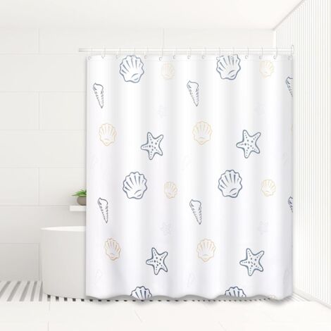 NORCKS Shower Curtains, Washable Polyester Bath Curtains, Waterproof, Anti- Mould, Anti-Bacterial with 12 Shower Curtain