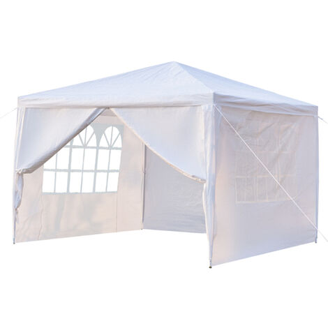 Gazebos 3 x 3m Heavy Duty, Fully Waterproof Gazebo With 4 Removable Side Walls, White Party Tent Anti-UV Garden Marquee With Powder Coated and Steel Frame, Outdoor Party Wedding Camping Tent Canopy