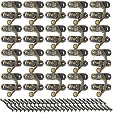NORCKS 50 Sets Antique Right Latch Hook, Bronze Tone Hasp Horn Lock, Small  Latches for Wooden Boxes, Latch Hook Clasp with Screws for Jewelry Wine  Gift Box Lock, 37 x 42mm (Right