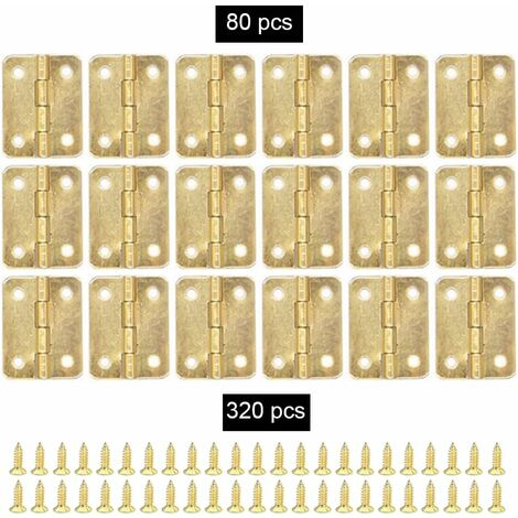 60 Pcs Mini Brass Hinges Miniature Furniture Cabinet Closet Mini Hinges Diy  Mini Assembly Brass Mini Door Hardware With 240pcs Hinge Nails