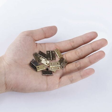 20Pcs Mini Small Brass Hinge Folding Butt Hinge with Screws for Wooden  Jewelry Box Handmade Craft Miniature Dollhouse Cabinet