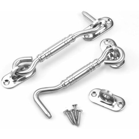 NORCKS 2pcs Hook and Eye Latch Stainless Steel Gate Catch Shed