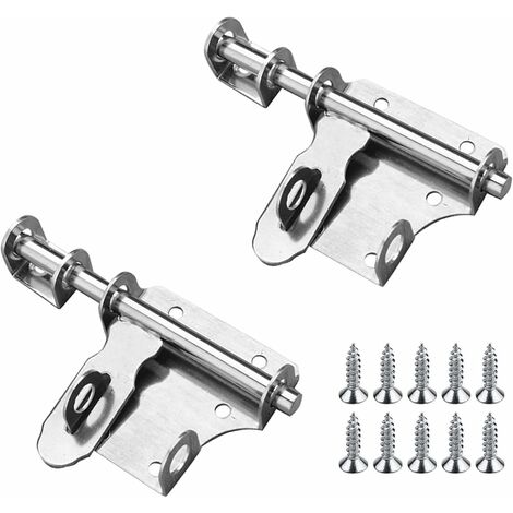 NORCKS Cabin Hook Catch Latch Door Window Sliding Latch Door Eye Latch Bolt  Shutters Garage Gate Barn Stainless Steel with Screws Black 2pcs 10 inch