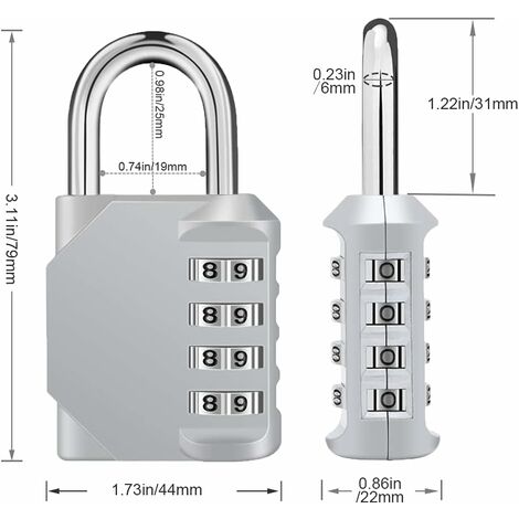 ZHEGE Lock for Gym Locker, 4 Digit Combination Lock for Gym, Employee, School, Fence, Gate, Hasp Cabinet, Set Your Own Keyless Resettable Combo Lock