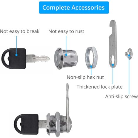 2 Pieces Black Desk Drawer Lock Alloy Lock With 4 Keys Furniture