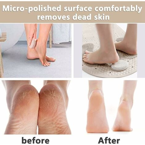 Norcks Shower Mats With Removable Pumice Stone, Bathtub Mat 80X40CM PVC Bath Mats Non Slip Anti Mould With Suction Cups And Drain Holes, Bathtub Massage Mat For Bathroom Grinding Floor Massage (Brown)