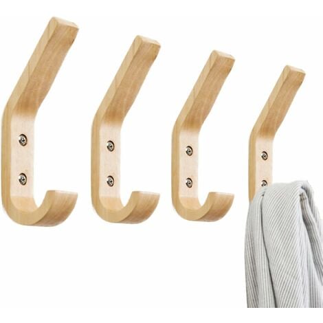 Norcks - Wooden Wall Hooks Set With 4 Wall Hooks Clothes Hooks Wooden Coat Hooks Wooden Towel Hooks