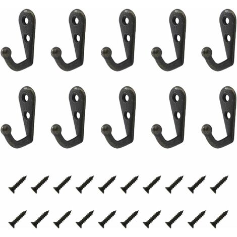 5 Pcs Wall Mounted Single Hooks Metal Coat Hooks Individual Robe Hangers  With Screws For Door Coat Clothes Robe Hat Towel