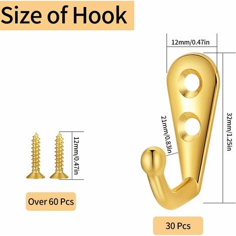 NORCKS 10pcs Stainless Steel Hook Metal Coat Hooks Mounted Coat