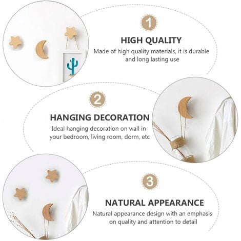 Norcks - Wooden Wall Hooks Set With 4 Wall Hooks Clothes Hooks Wooden Coat Hooks Wooden Towel Hooks