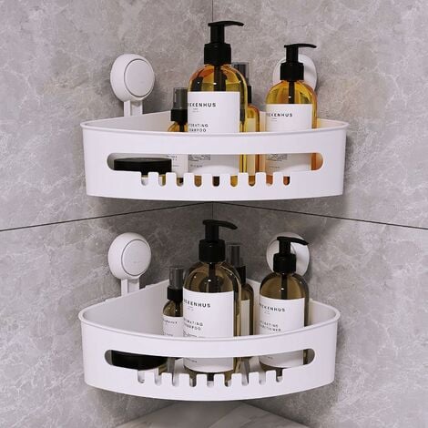 LEVERLOC Corner Shower Caddy Suction Cup NO-Drilling Removable Bathroom  Shower Shelf Heavy Duty Max Hold 22lbs Caddy