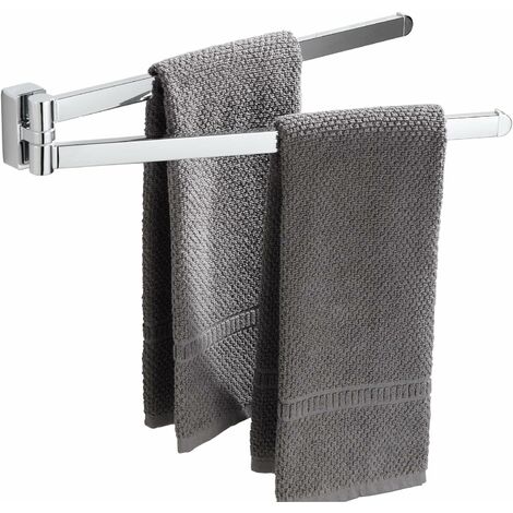 NORCKS Chrome Swivel Towel Rail,Stainless Steel Bathroon Kitchen Wall  Mounted Towel Rack Holder with 2