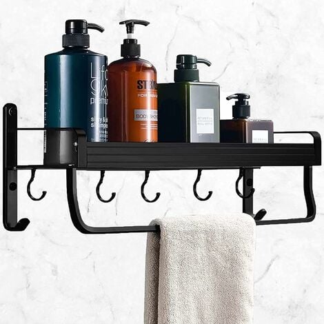 Bath Shelf No Drill bathroom shelf Adhesive Shower Rack Wall Rust-proof  Space Aluminum For Bathroom Toilet,silver,60cm