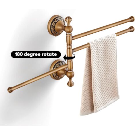 Retro Bathroom Antique Brass Wall Mounted Double Towel Holder Movable Twin  Bars