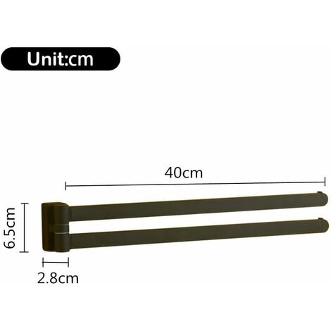 Norcks Towel Rail Black, Wall Towel Holder, Bathroom Towel Bar Rotatable Matt Wall Mounted Double Design