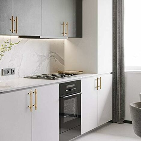 Norcks 6 X Gold Cabinet Handles With Gold Handles For Kitchen Door Handles And Drawer Pulls Brass Gold Handles For Furniture Spacing 128 Mm