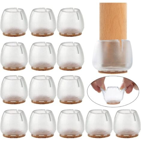 Norcks 16 PCS Silicone Furniture Feet Pads 17-21MM Felt Chair Leg Floor Protectors Prevent Scratches Chair Leg Caps For Round Chair Legs Hardwood Floors
