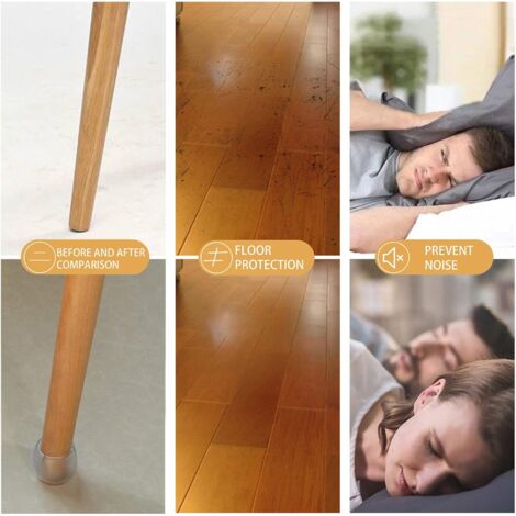 Norcks 16 PCS Silicone Furniture Feet Pads 17-21MM Felt Chair Leg Floor Protectors Prevent Scratches Chair Leg Caps For Round Chair Legs Hardwood Floors