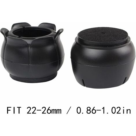 Norcks Rubber Chair Leg Caps Black Furniture Table Feet Pads Covers Wood Floor Protectors Anti-Slip Prevent Scratches For Chair Desk Feet, Black, Caliber Round 32PCS (22-26Mm)