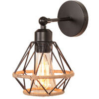 Retro Wall Light E27 Vintage Iron Wall Lamp Retro Cage Black Indoor Wall Lamp For Living Room Bedroom Kitchen Hallway 1PCS